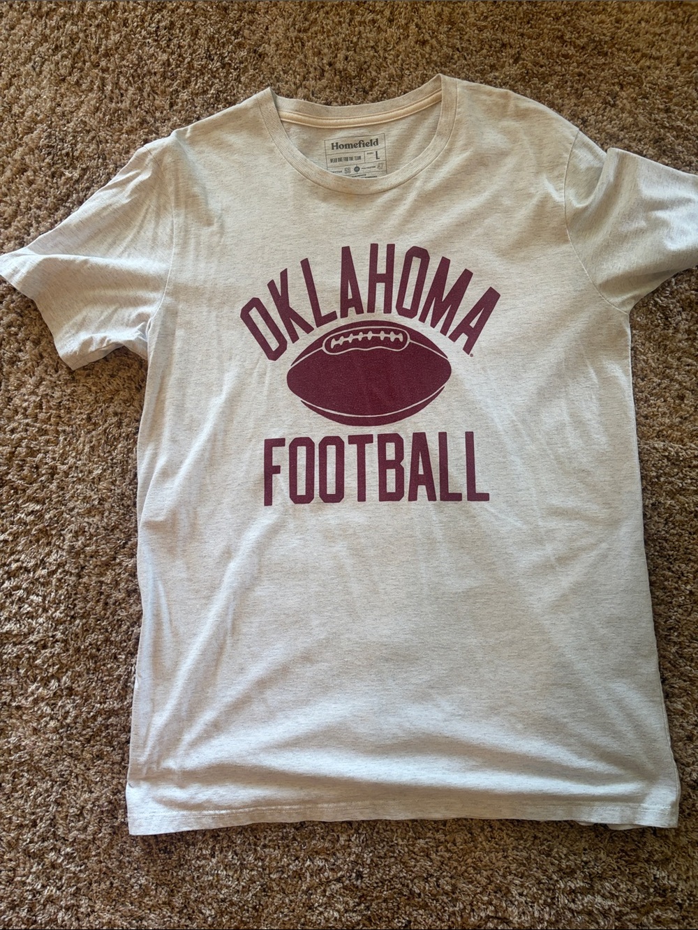 Homefield Oklahoma Football Short Sleeve Tee - Light Gray with Maroon Print